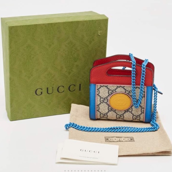 Gucci Handbags - Gucci Multicolor GG Supreme Canvas and Leather Wallet On Chain brand new